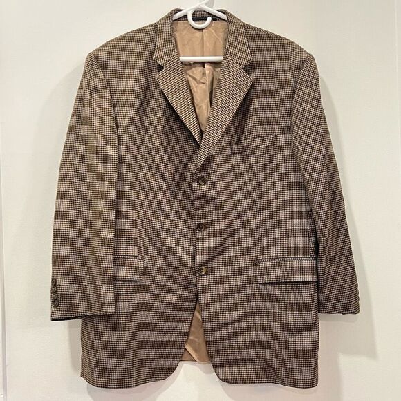 Vintage Burberrys All worsted houndstooth classic suit jacket blazer 46R
